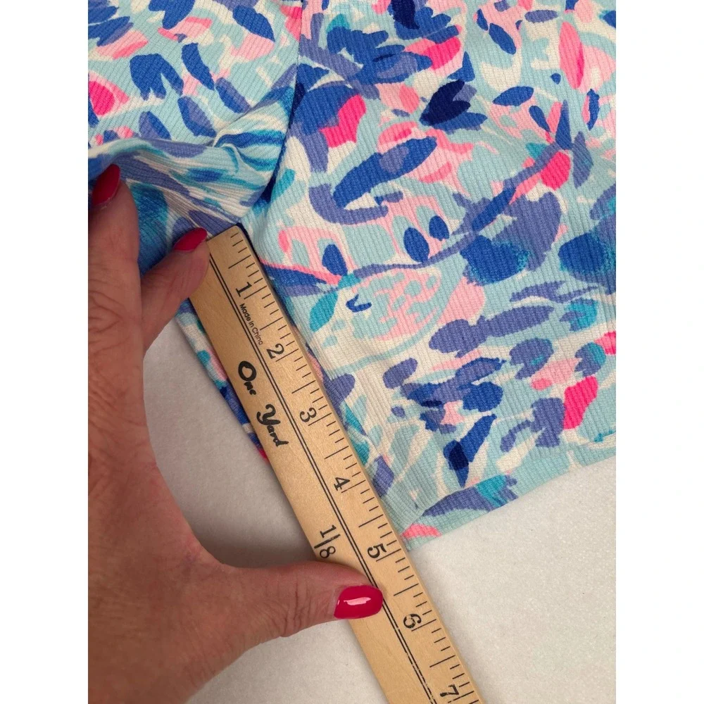 Lilly Pulitzer Callahan Shorts Womens 8 Blue Pink Floral Eyelet Trim Cotton 5in‎